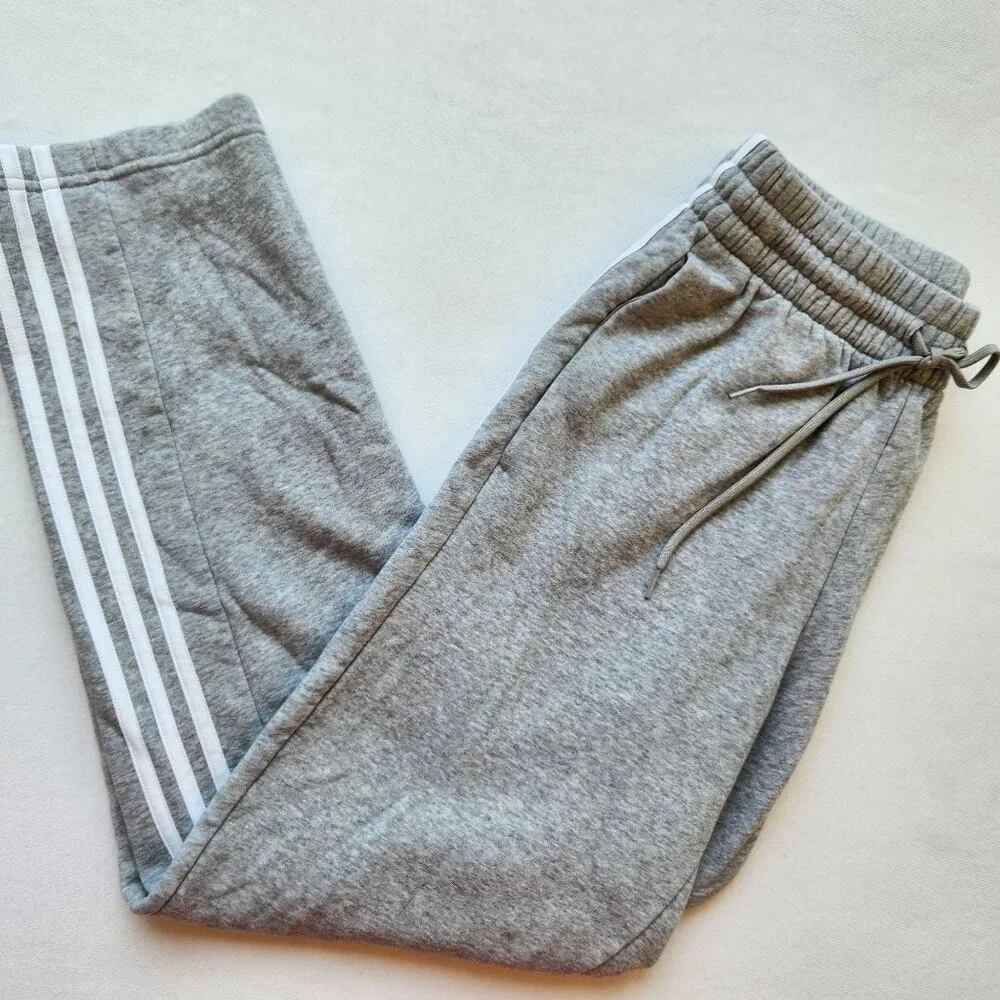 Adidas Men's Gray Drawstring Track Pants Pockets Casual Athletic Sporty Medium - Picture 1 of 6
